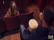 Samantha Saint kisses a guy and blows his Long Dong Silver of one who is in cinema with ..